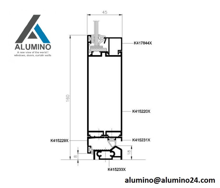 SYSTEM FÜR FENSTER UND TÜREN OHNE WÄRMEDÄMMUNG MB45 Alumino